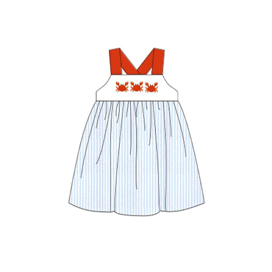 blue stripes beach crab summer dress