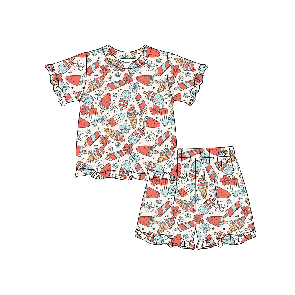 July 4th top matching shorts kids summer wholesale factory outfit