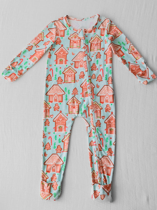 baby girls christmas gingerbread fall winter zip romper