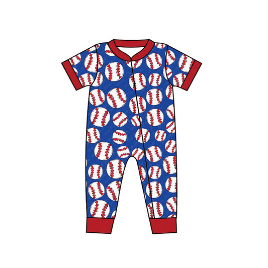 baby toddle boy baseball zip romper