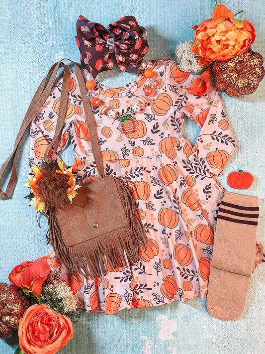 infant baby girls wholesale fall pumpkin boutique dress