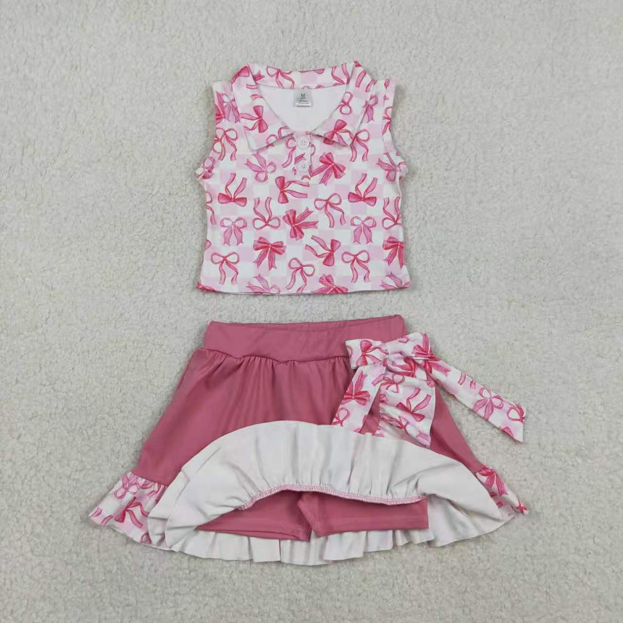 Blue floral tank top matching skirt girls active wear yoga outfit