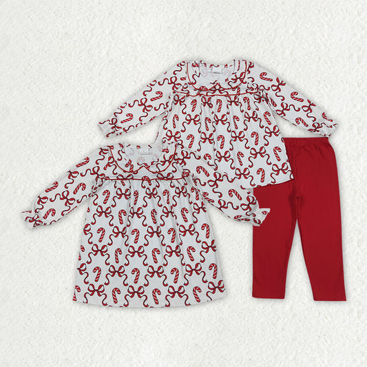 Toddle girls Christmas red bow tunic top matching pants fall winter clothes
