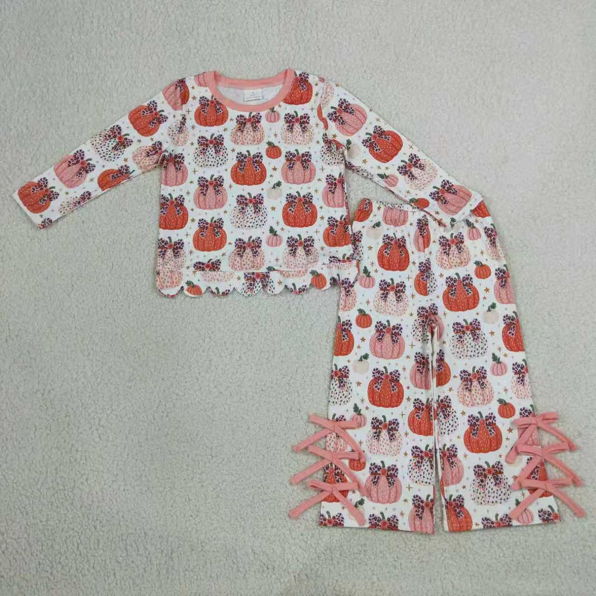 Halloween ghost pumpkins long sleeve top matching pants girls outfit