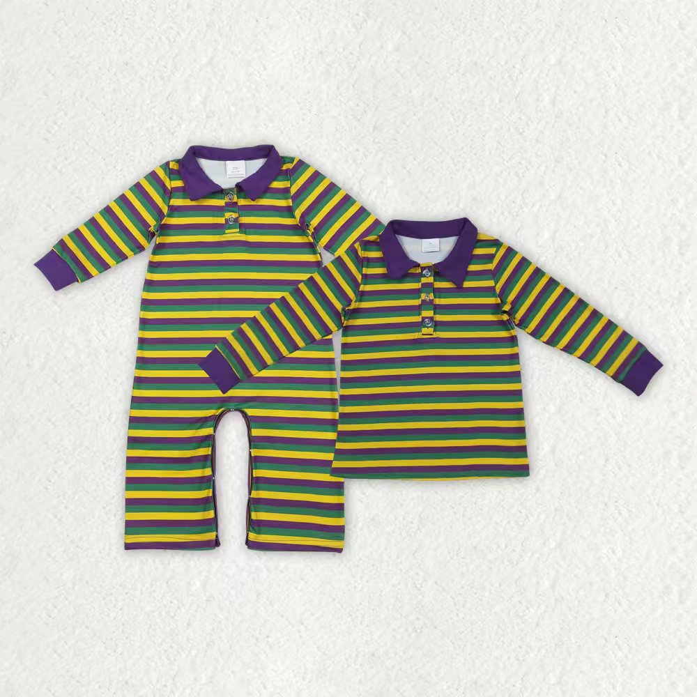 Mardi Gras design boy long sleeve polo shirt
