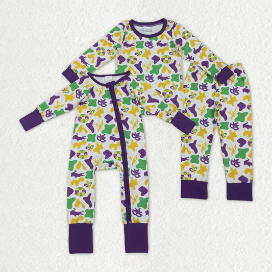 Mardi Gras mask design kids long sleeve outfit