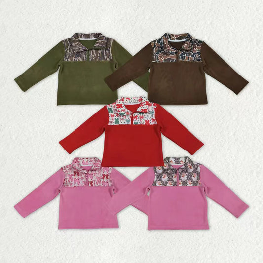 Baby boy brown camo long sleeve zip pullover top