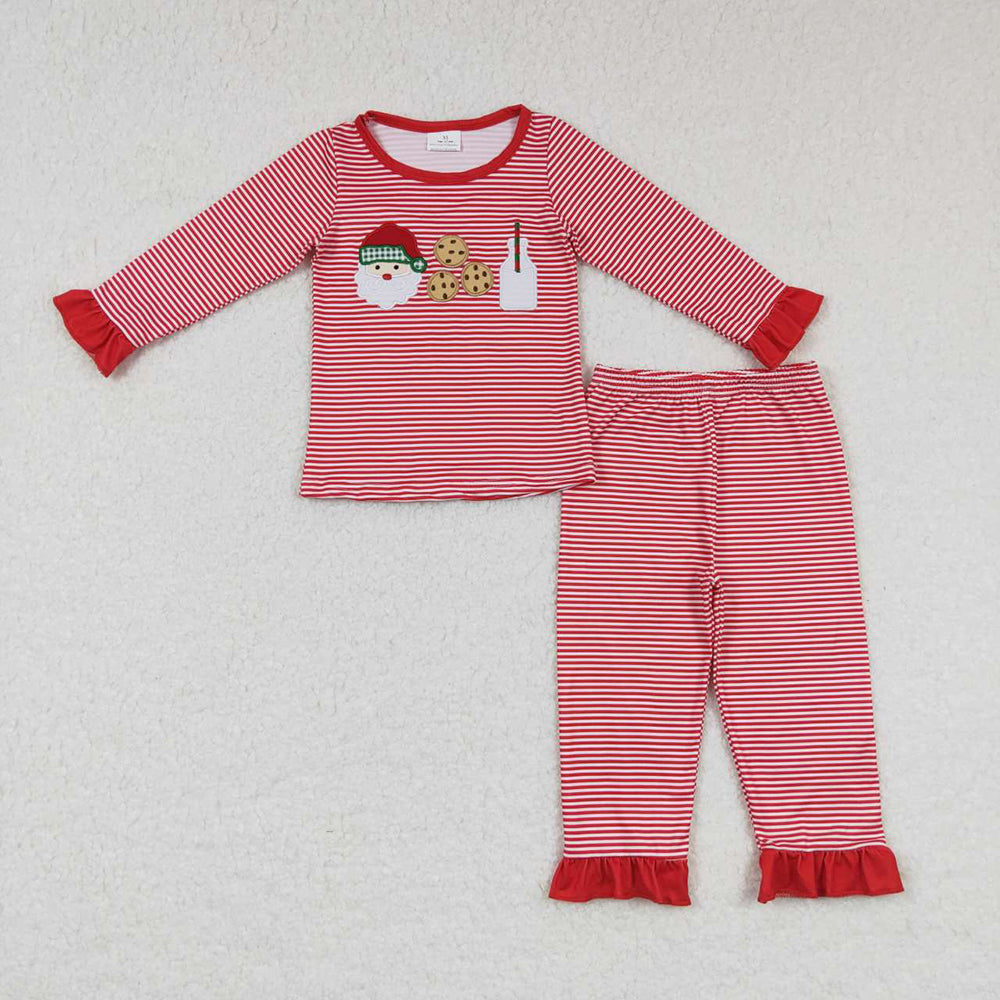 sister brother embroidery santa claus cookie milk pajama set christmas clothes