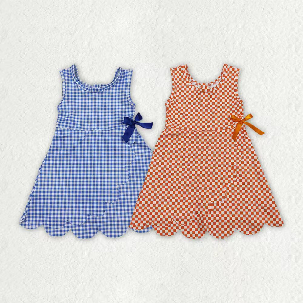 Light Blue plaid design toddle baby girls active wear yoga dress