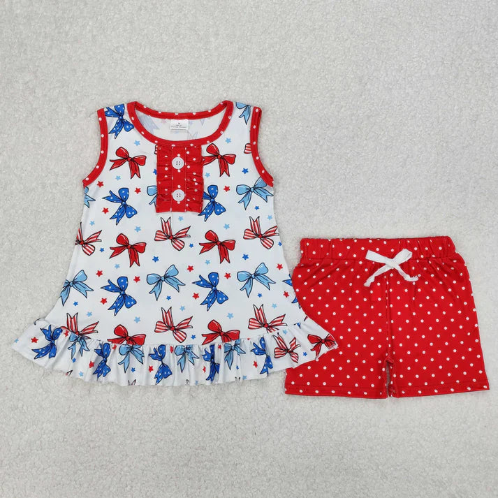 Toddle girls red blue firework July 4th outfit