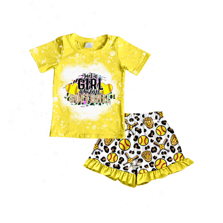 baby girls short sleeve baseball short set
