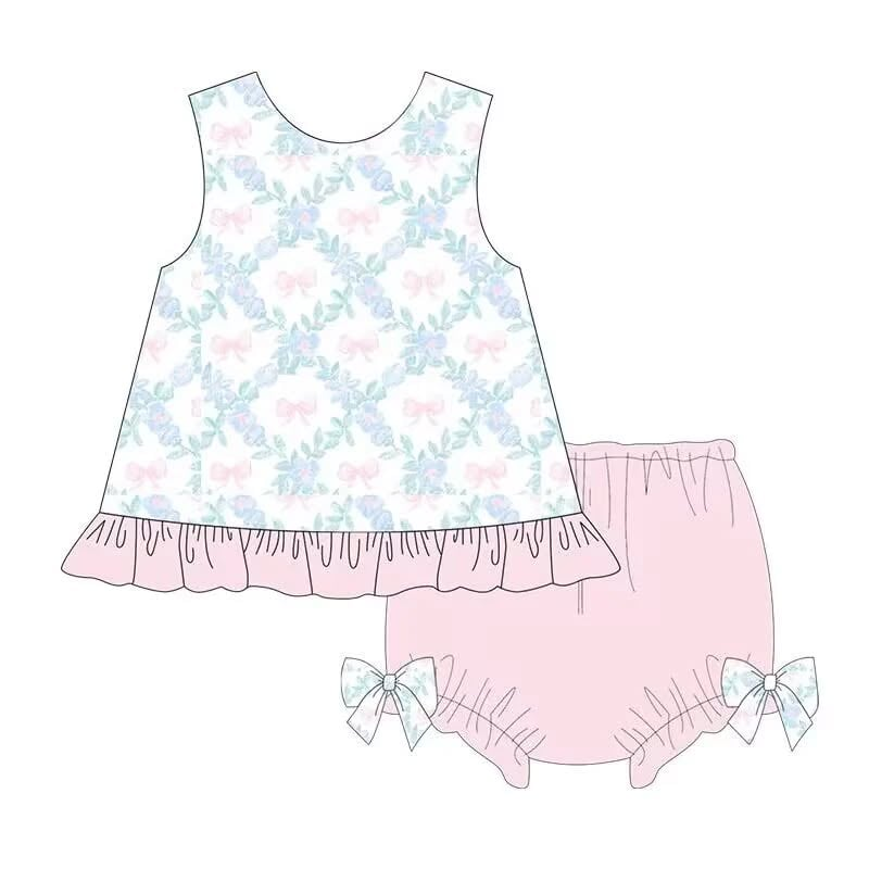 Toddle kids bow design bummies set