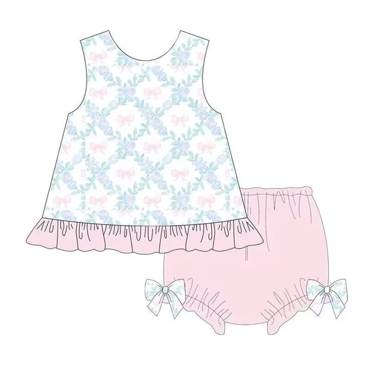 Toddle kids bow design bummies set