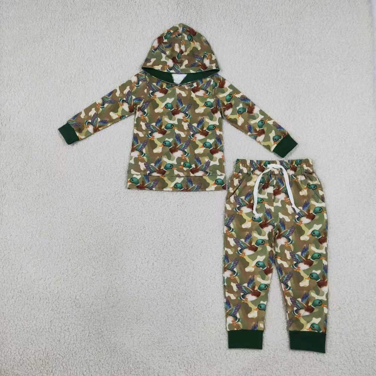 Duck print boys long sleeve set romper blanket matching outfit
