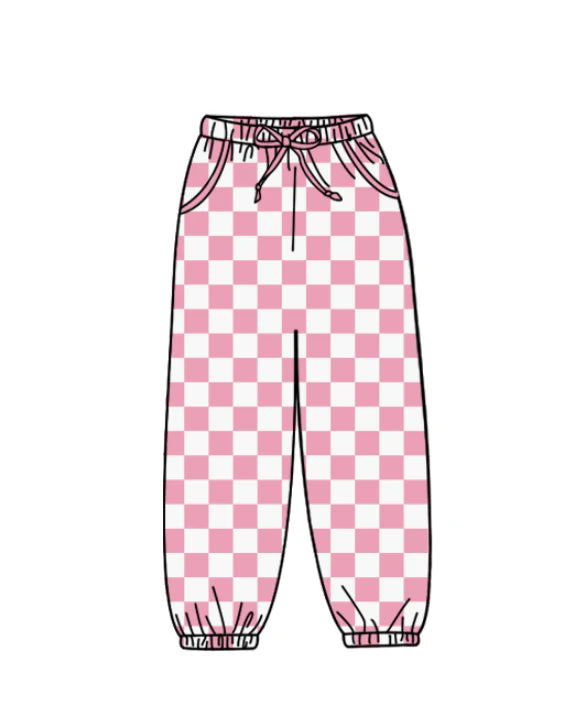 Kids custom pink plaid  legging pants