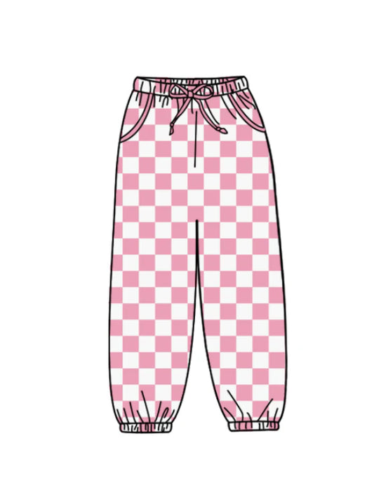 Kids custom pink plaid  legging pants