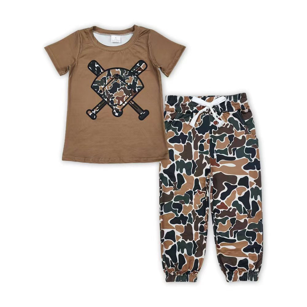 Baseball camo top matching pants kids boy outfit
