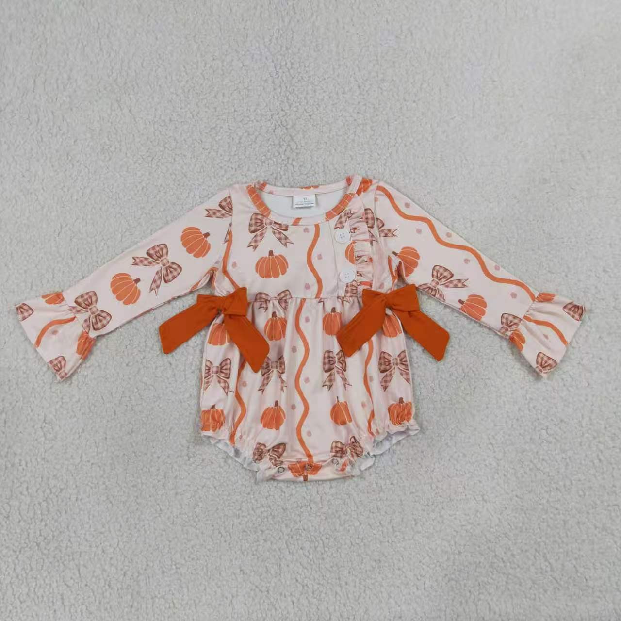 Fall pumpkin print girls long sleeve set outfit