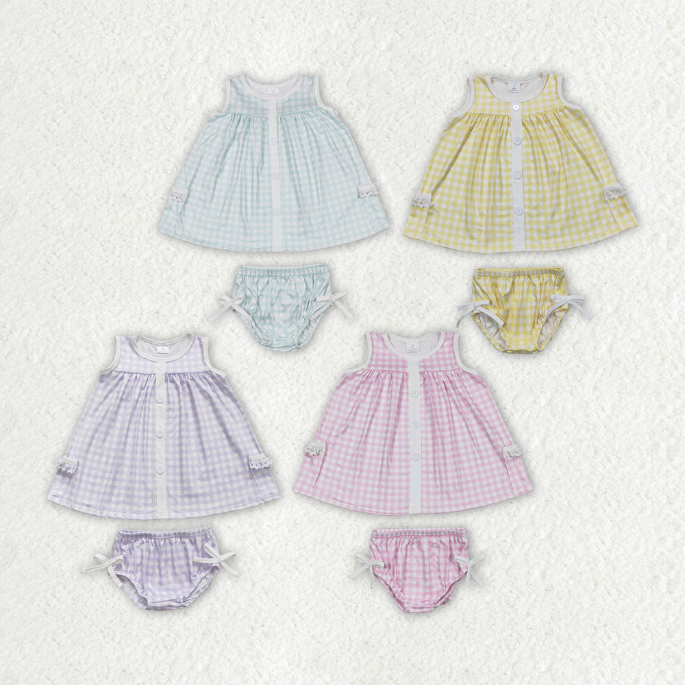 wholesale baby girls best sister checkered bummies set