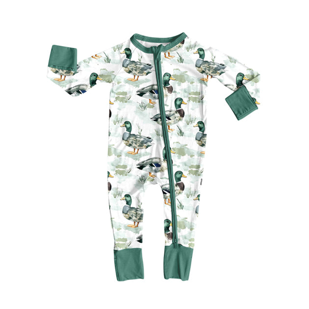 Toddle kids mallard duck long sleeve bamboo zip romper