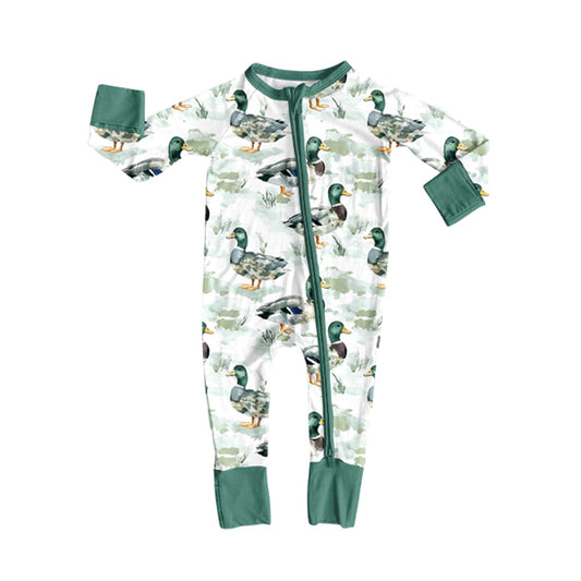 Toddle kids mallard duck long sleeve bamboo zip romper