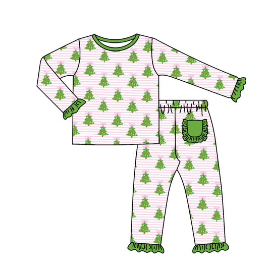 baby girl Christmas tree pajama set outfit