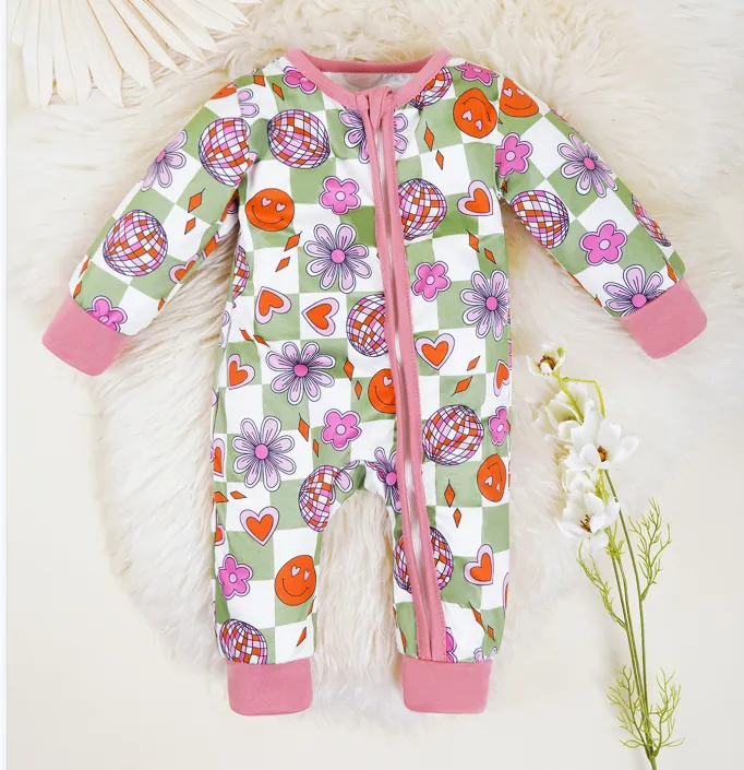 valentines day heart print disco zip romper
