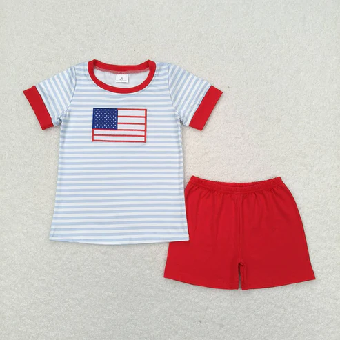 sister brother embroidery  American girl flag july 4th matching sibling outfit