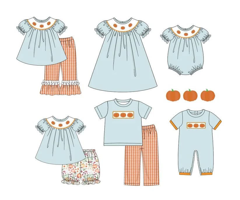Toddle kids fall pumpkin design outfit