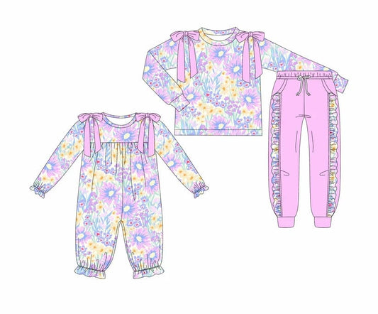 Toddle kids girls lavender floral design matching outfit