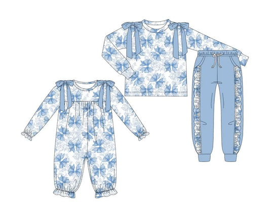 Toddle kids blue bow design matching outfit