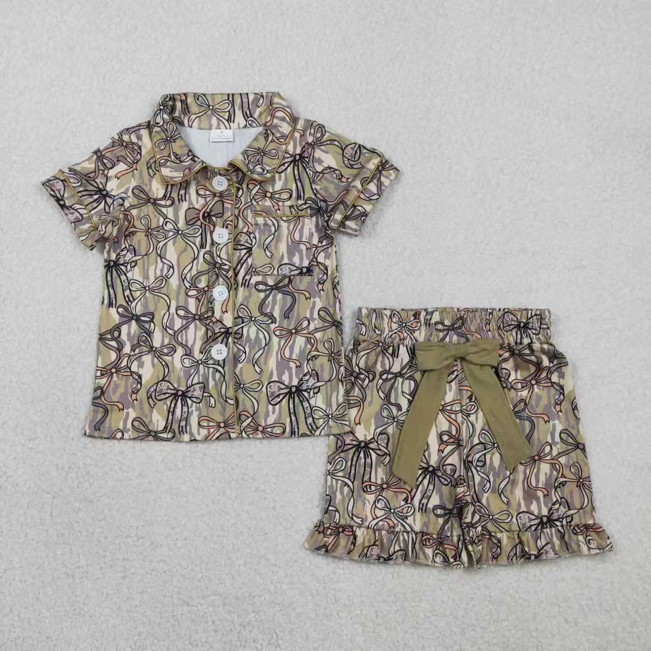 Camo bow design sister brother matching clothes