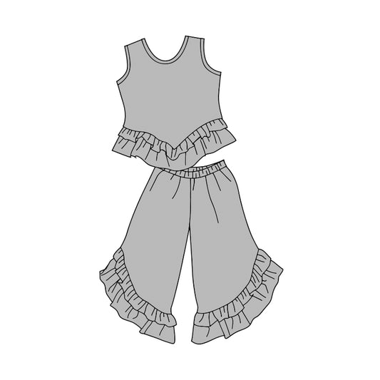 solid cotton grey boutique clothing set