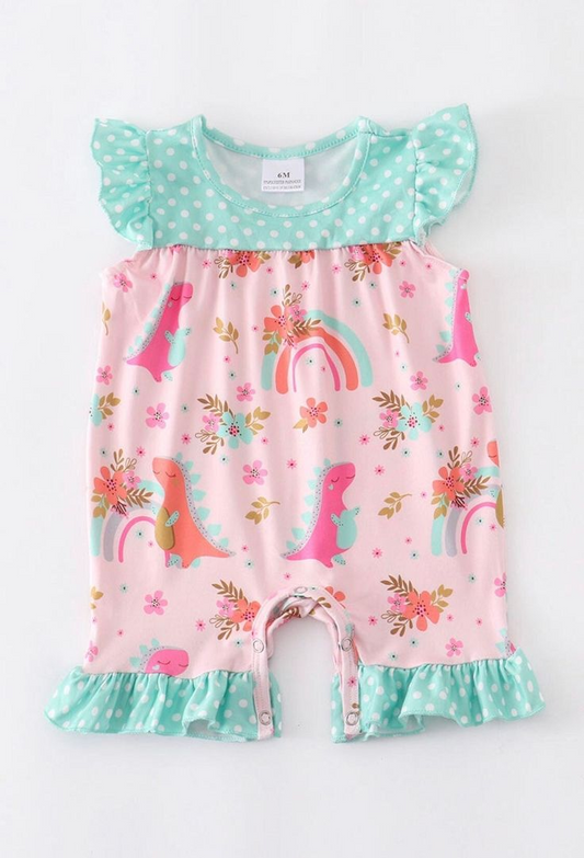 toddle girls dinosaur floral romper