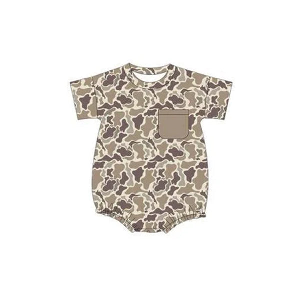 toddle baby boy grey camo pocket romper