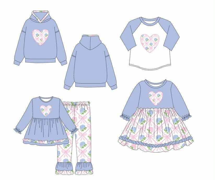 Toddle kids floral heart outfit wholesale baby clothes