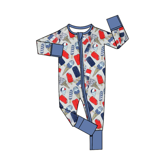 baby boy july 4th long sleeve zip romper