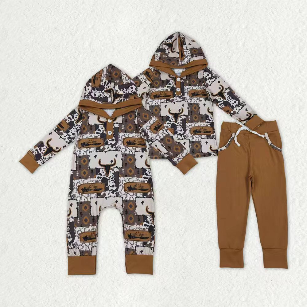 Western cowboy kids boy matching hoodie set