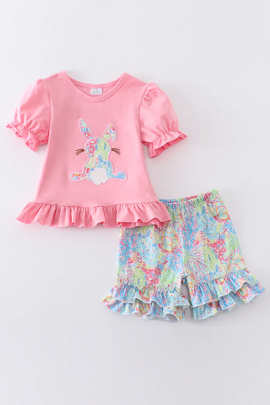easter floral bunny short sleeve outfit