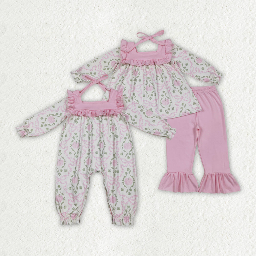 Baby girls pink pumpkins tunic top matching pants clothes