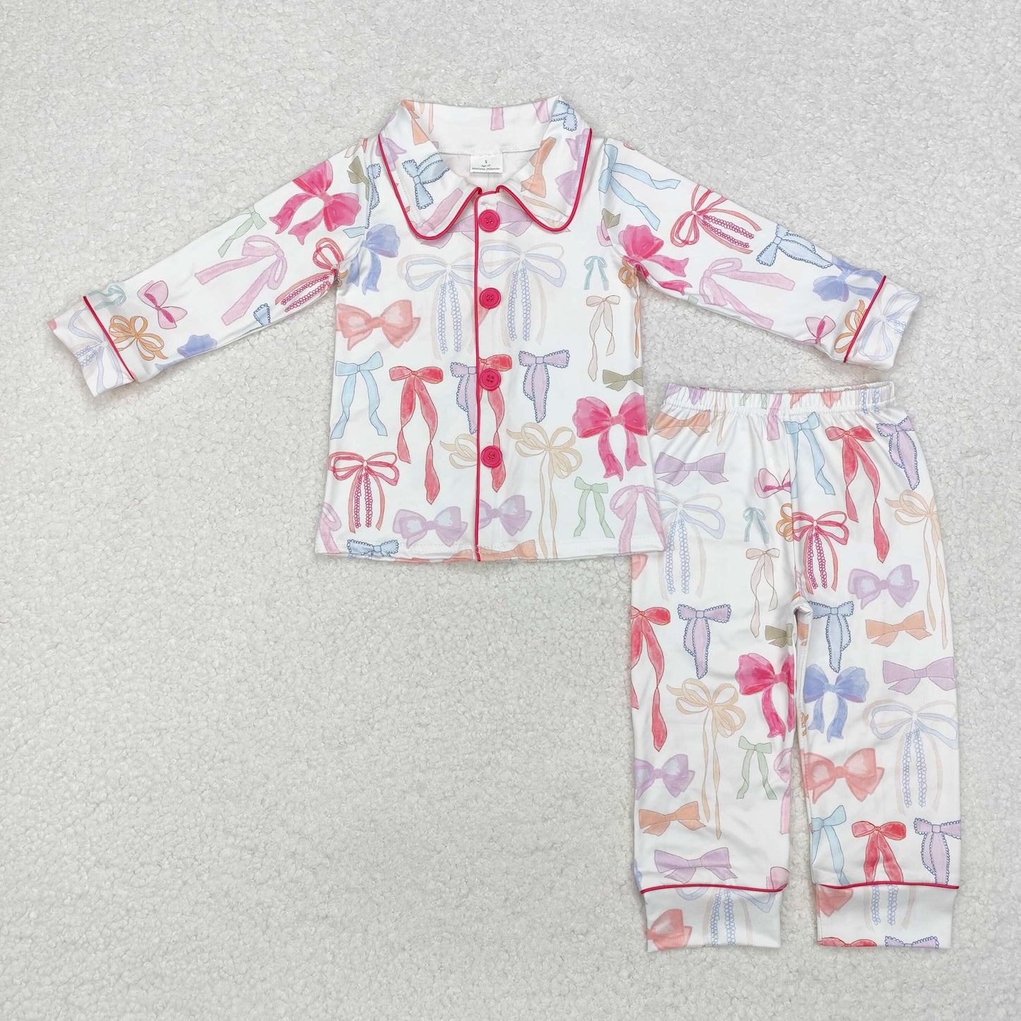 Mommy and Me colorful bow print long sleeve matching pajama set