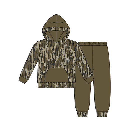 wholesale price baby boy camo designb long sleeve hoodie set