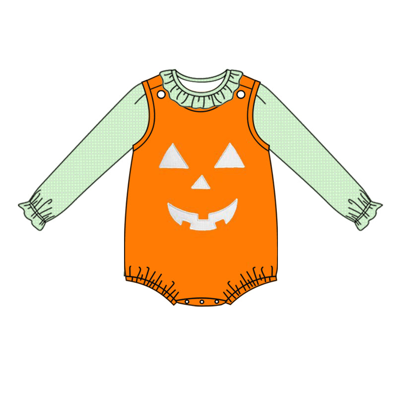 wholesale baby boy long sleeve top halloween pumpkin 2pcs romper preorder