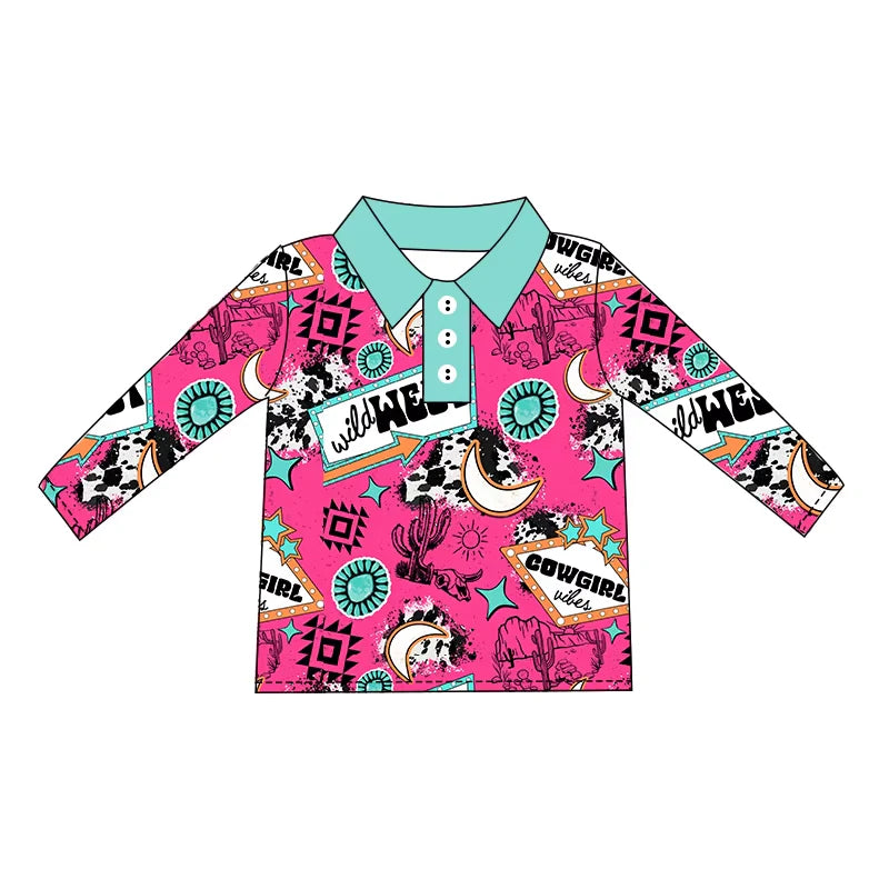 Kids western design long sleeve pullover