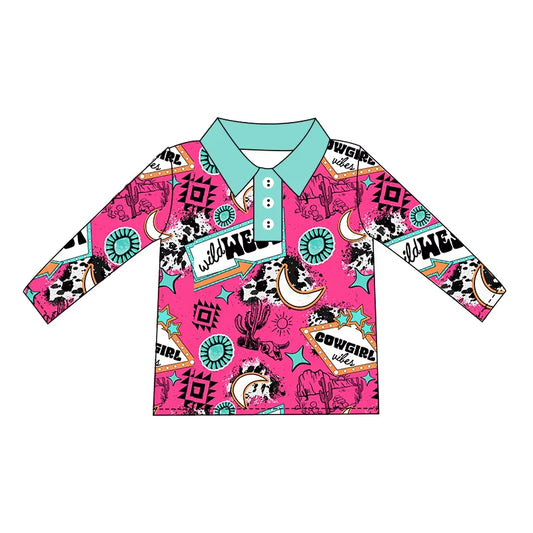 Kids western design long sleeve pullover