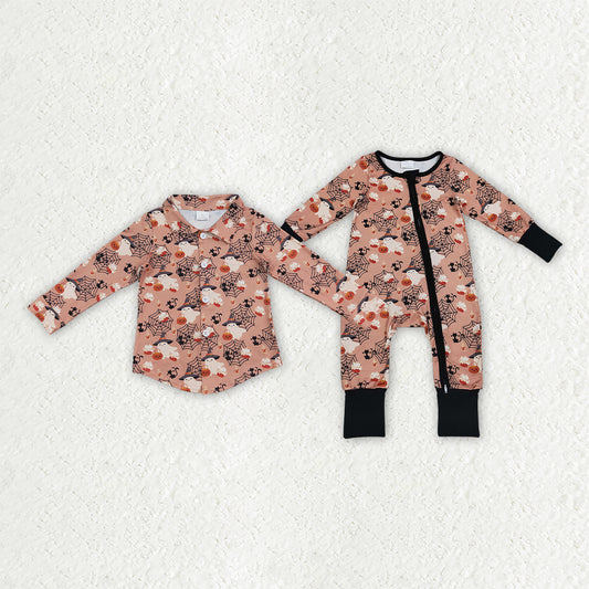Halloween ghost long sleeve top romper matching outfit