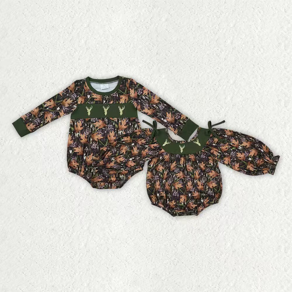 Deer hunting season toddle girls long sleeve romper