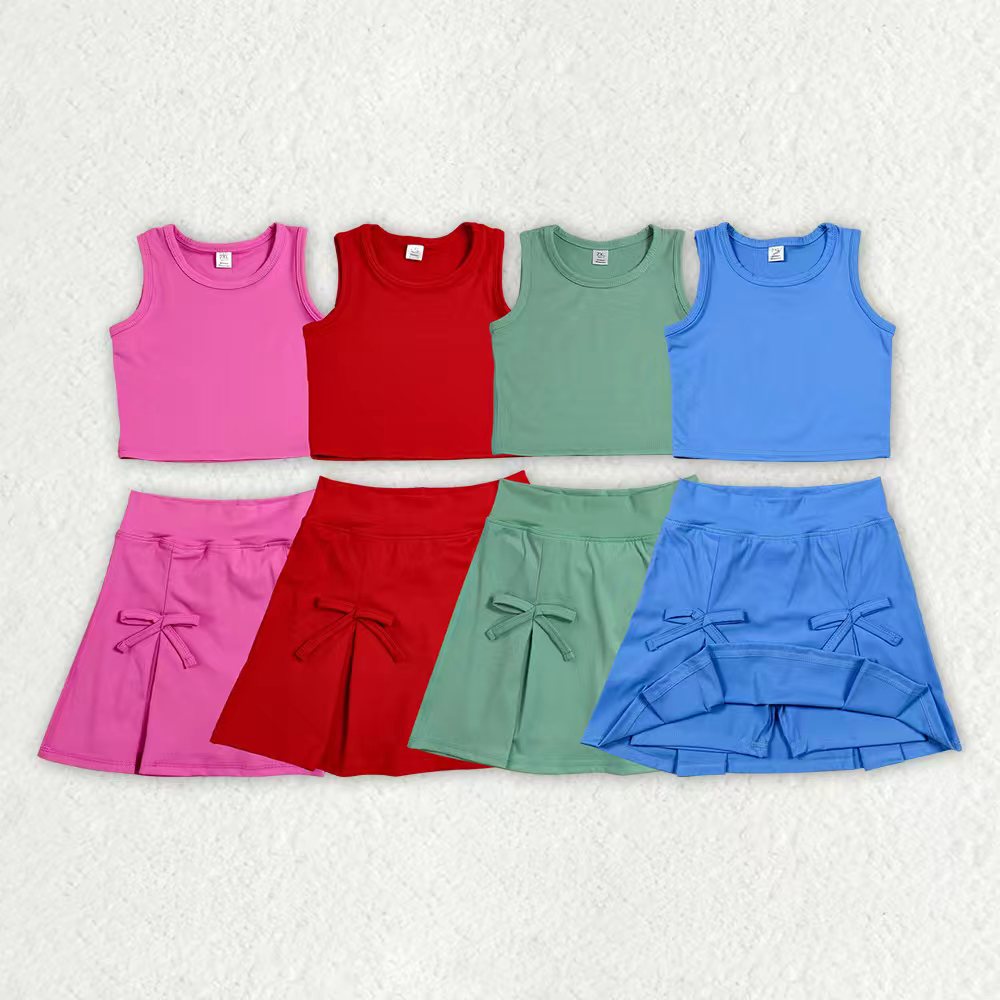 Hot pink tank top matching yoga skirts active wear outfit