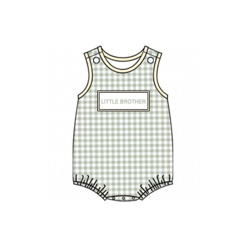 litter brother green plaid romper