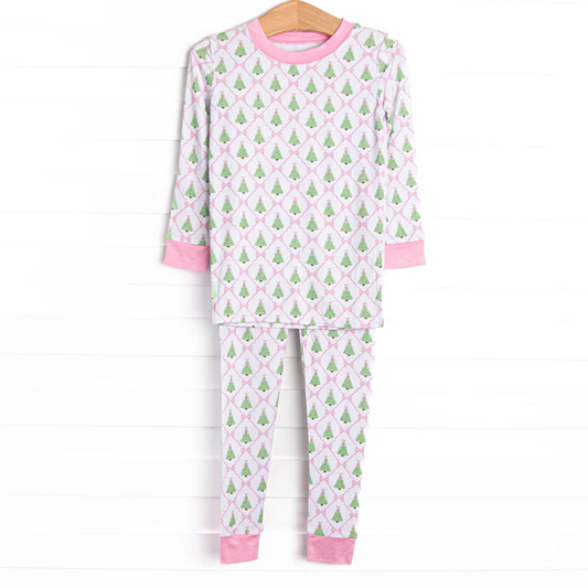 Christmas tree kids long sleeve pajama set